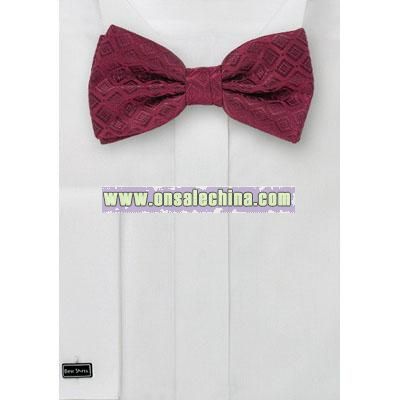 Wine Red Bow Ties With Matching Pocket Square