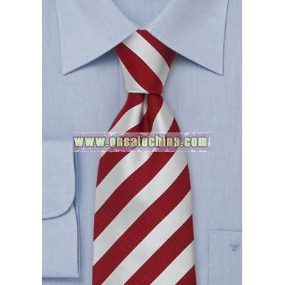 Striped Silk Ties Cherry red and white stripes