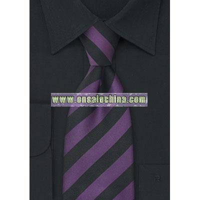 Purple and Black Striped Silk Tie