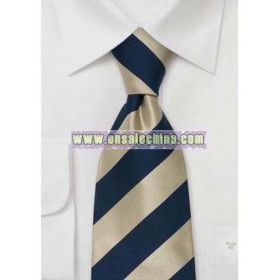 Gold Blue Silk Ties Striped Necktie in Gold & Blue