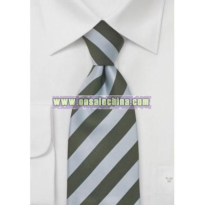 Striped Silk Tie in Baby-Blue and Hunter-Green