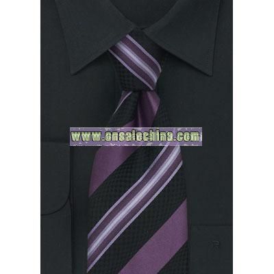 Striped Purple & Navy Silk Tie