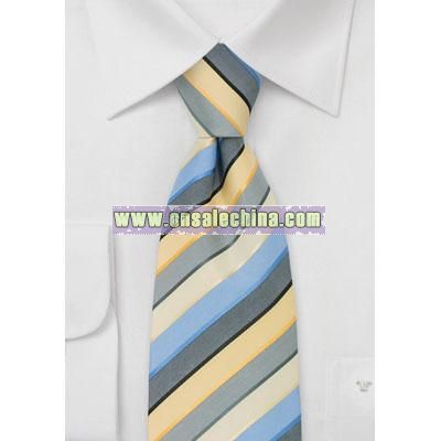 Striped Mens Ties Blue, Yellow, and Gray Striped Tie