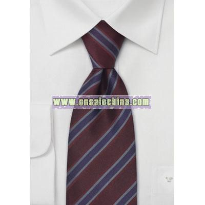 Burgundy striped tie Handmade silk necktie