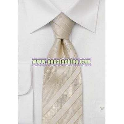 Cream colored striped silk tie