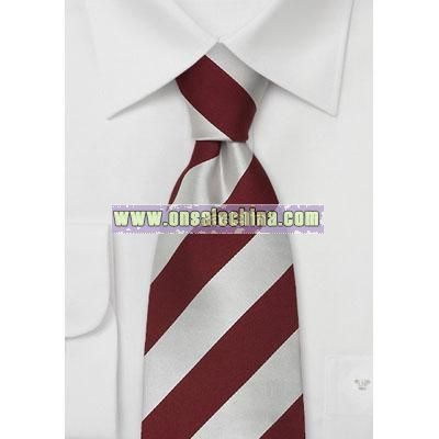 Silver Red Striped Silk Ties
