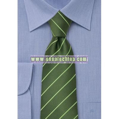Green mens striped necktie