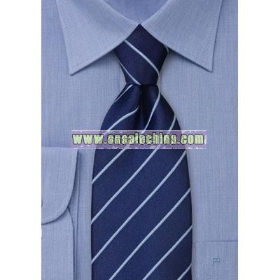 Navy blue striped necktie