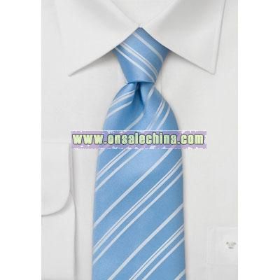 Baby Blue Tie with fine white stripes