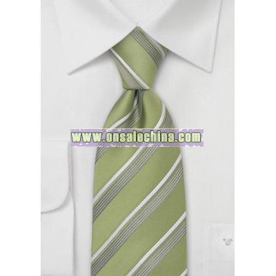 Tea-Green Striped Tie by Cavallieri