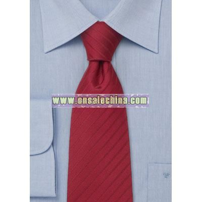 Red silk necktie,Handmade striped tie in venetian red