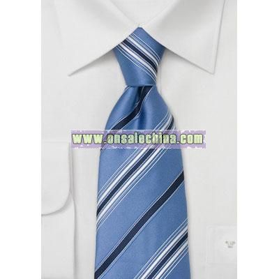 Blue Silk Striped Tie by Cavallieri