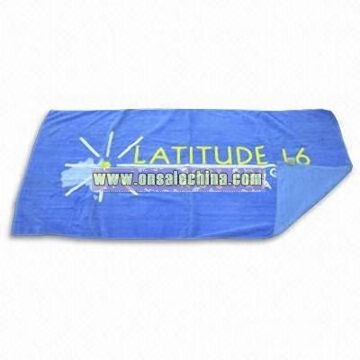 100% Cotton Beach Towel with Yarn-dyed Logo