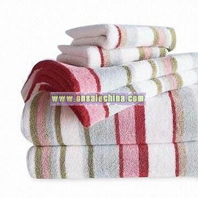 Dobby-Stripe Bath Towels