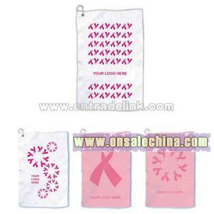 Pink ribbon golf / sport towel