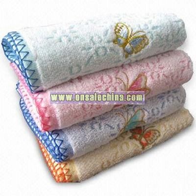 Genuine Cotton Face Towels with Jacquard Embroidery Logo Design
