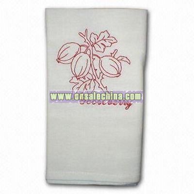 Pure Cotton Hand Towel with Red Pattern