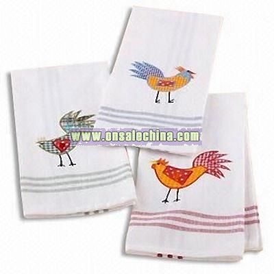Hand Towel with Printed Cock Design