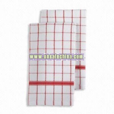 Cotton Jacquard Kitchen Tea Towels with Dobby Stripe Weaving