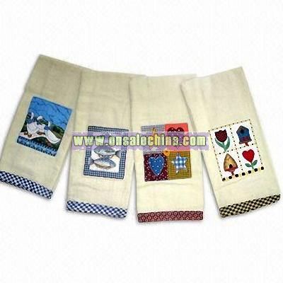 Velvet Embroidered Patch Kitchen Towel