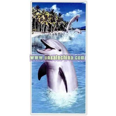 Dolphin & Palms-Fiber reactive beach towel