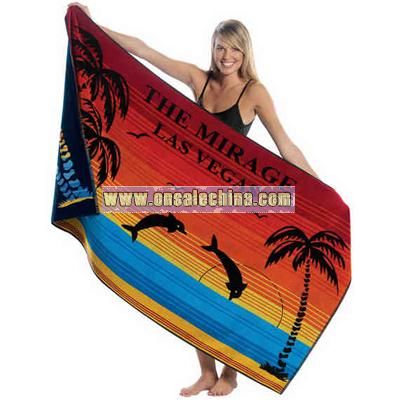 Standard size custom woven jacquard beach towel