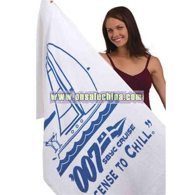Medium weight hemmed white beach towel