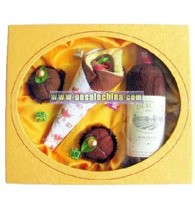 Cake Towel in Red Wine Gift Box Set