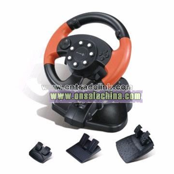 Lightning Racer PS/PS2/PC-USB 3 in 1 Steering Wheel