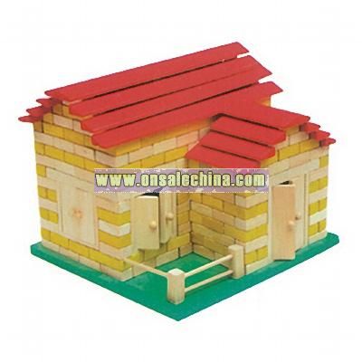 Wooden Dollhouse Furniture Sets on Wooden Dollhouse Set Building Blocks Packing Size  29 10 34cm Material