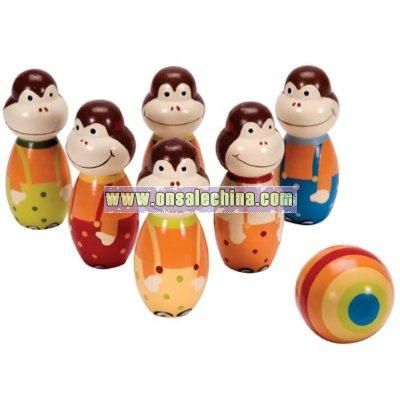 Wooden Mini Monkey Bowling