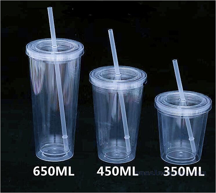 Double wall tumbler with straw