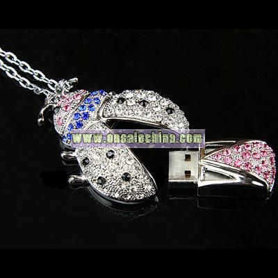 Jewel Ladybug Necklace USB Flash Drive