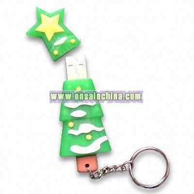 Christmas Tree USB Flash Drive with Keychain