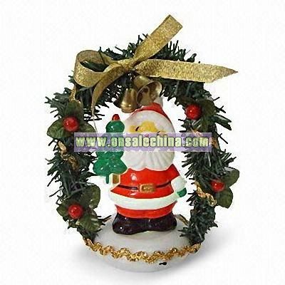 4-inch High USB Color Changing Santa with Wreath