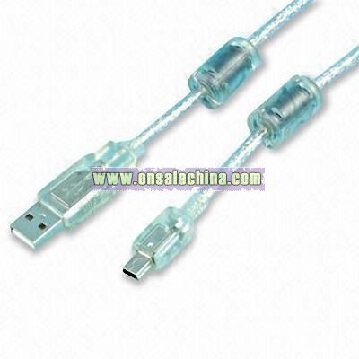 USB AM to Mini 5P M Transparent Cable