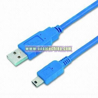 USB Cable with A Male to Mini 5-pin Male Connector for USB Peripherals