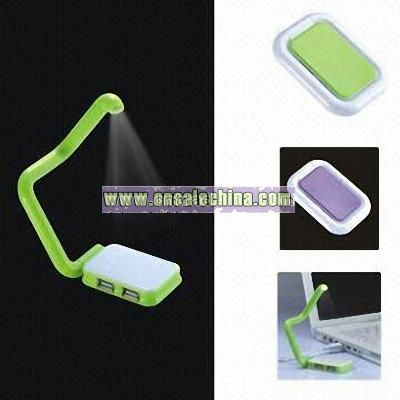 Foldable Four-port USB Hub with One Bright LED is Convenient for Reading at Dark