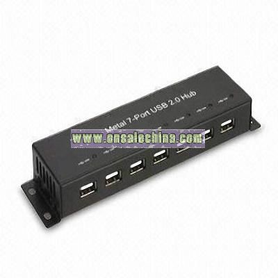 7-port Metal USB2.0 Hub in Black Color