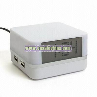 4-port USB Hub with LCD Clock