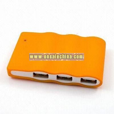 Orange 4-port USB HUB with Plug-and-Play Function