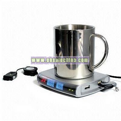 USB Coffee Warmer with 4 Ports and led clock