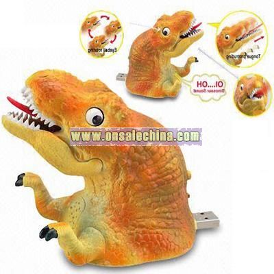 USB Dinosaur with Rotatable Eyes and Protruding Tongue