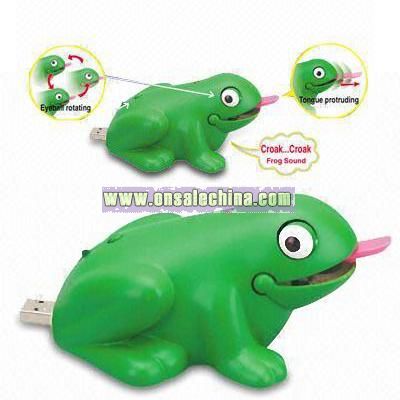USB Frog with Rotatable Eyes and Protruding Tongue