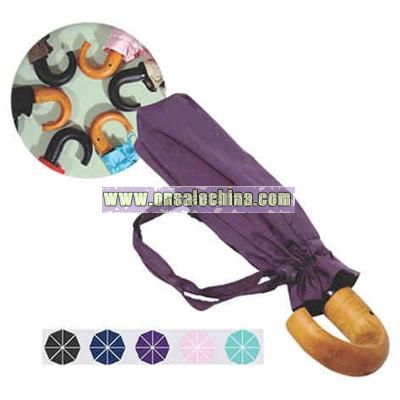 Classic style umbrella with genuine wood crook handle