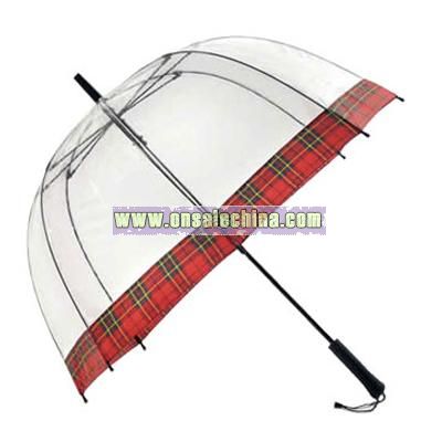 Plaid Trim PVC Dome Umbrella