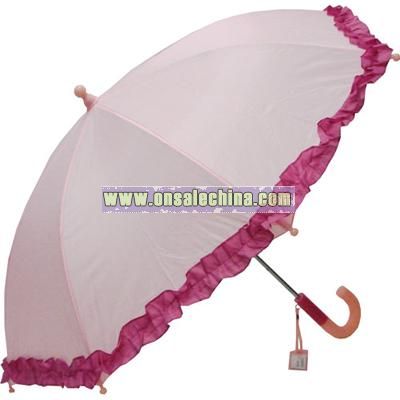 Children's Two Tone Ruffle Pink Umbrella