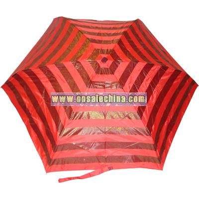 Compact Automatic Open & Close Glitter Stripe Umbrella