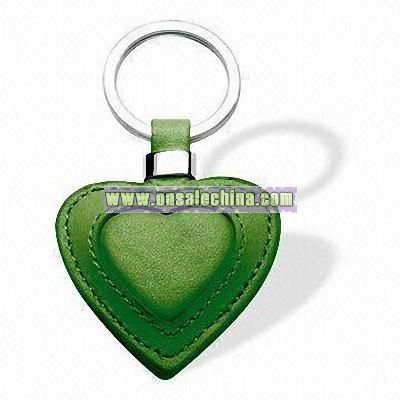Elegant Designed Leather Keychain in Heart-Shape