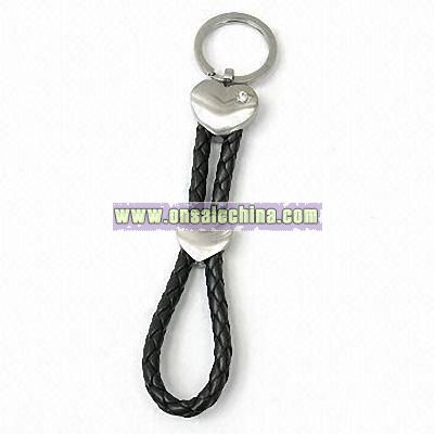 Heart-shaped Metal Key Holder with Braid Strap